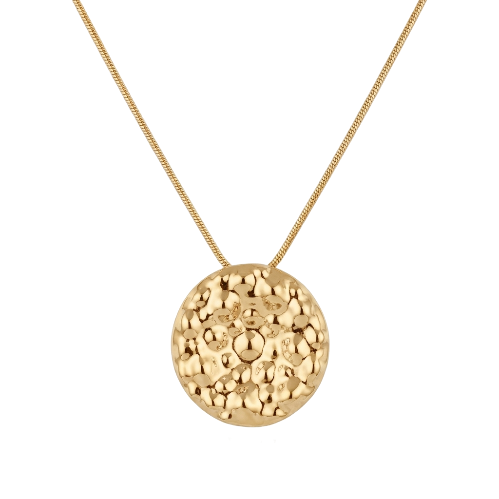 Alma Hammered Disc Necklace · Gold