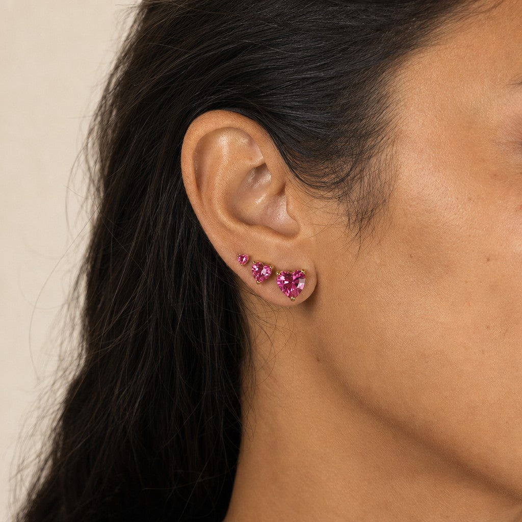 Rubellite Heart Studs by Amanelle