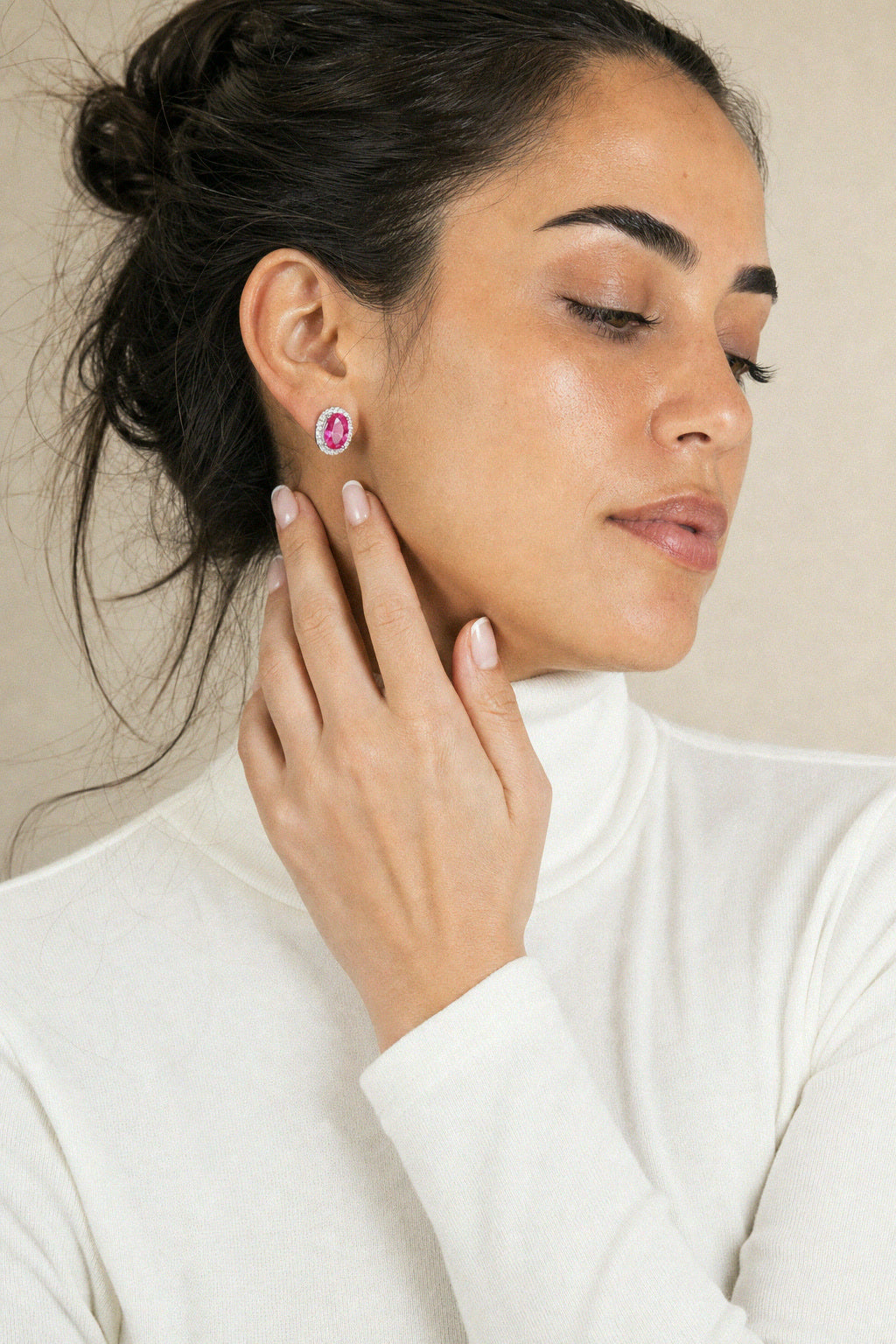 Rubellite Oval Studs by Amanelle