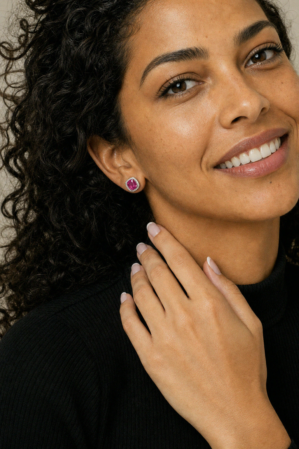 Rubellite Halo Studs by Amanelle