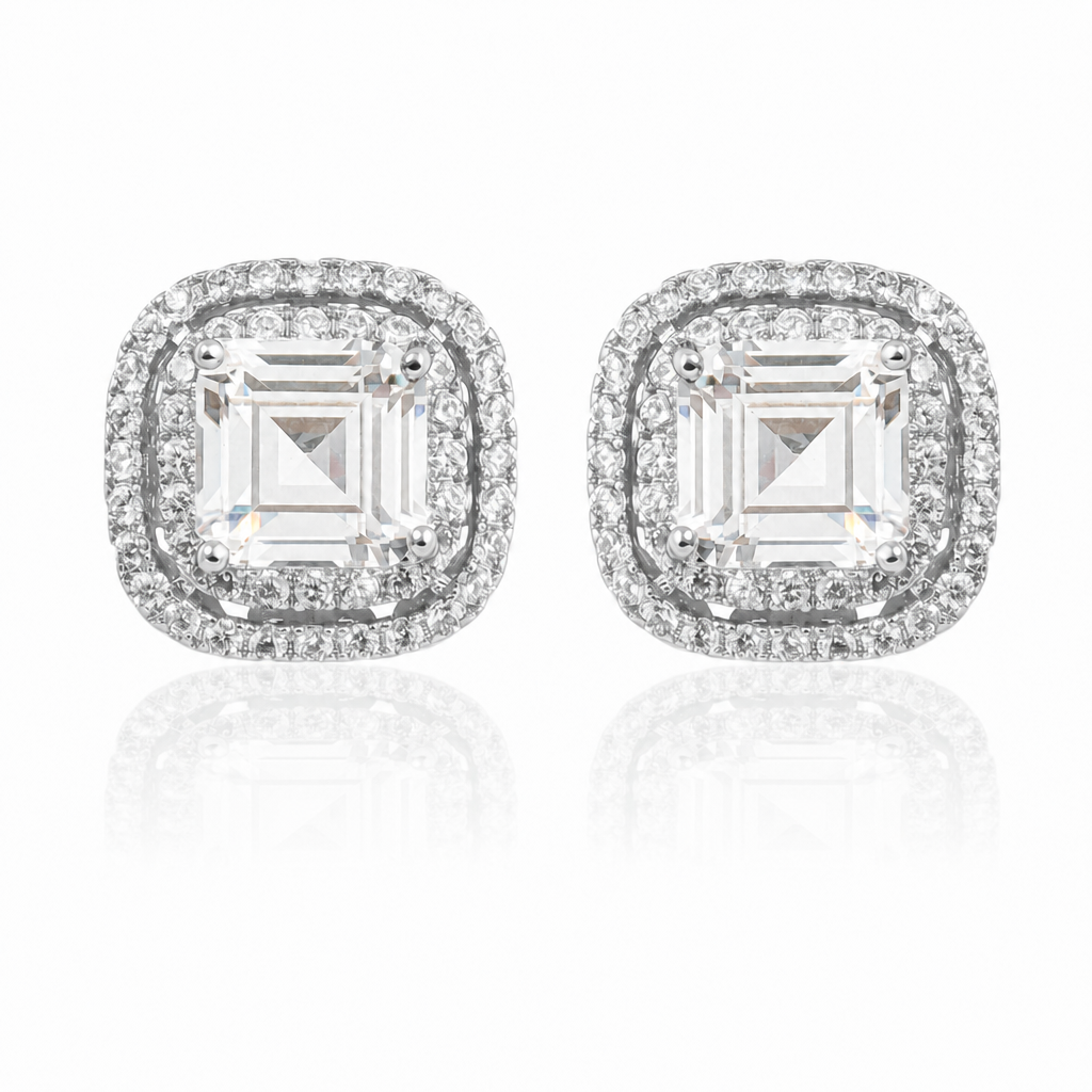 Deco Square Studs · Rhodium by Amanelle