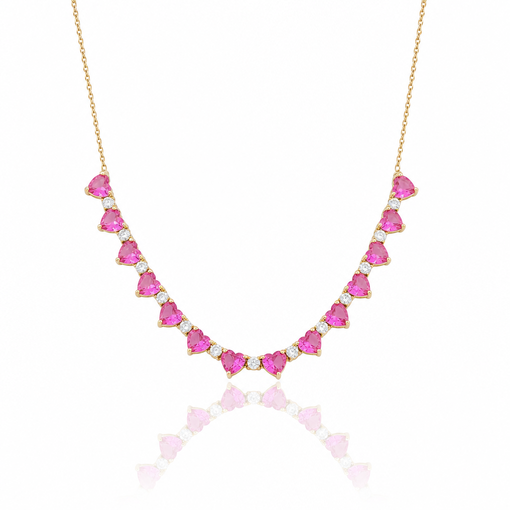 Rubellite Heart Riviera Necklace by Amanelle
