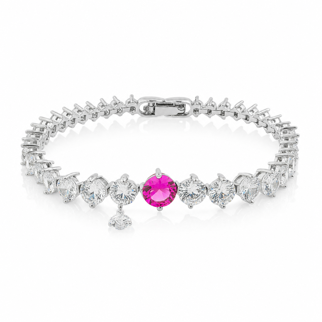Rubellite Solitaire Riviera Bracelet by Amanelle