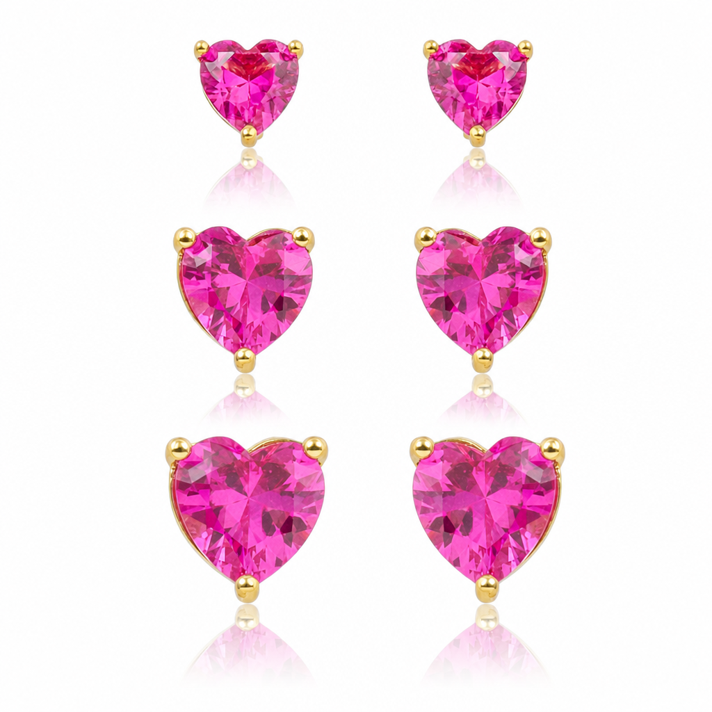 Rubellite Heart Studs by Amanelle