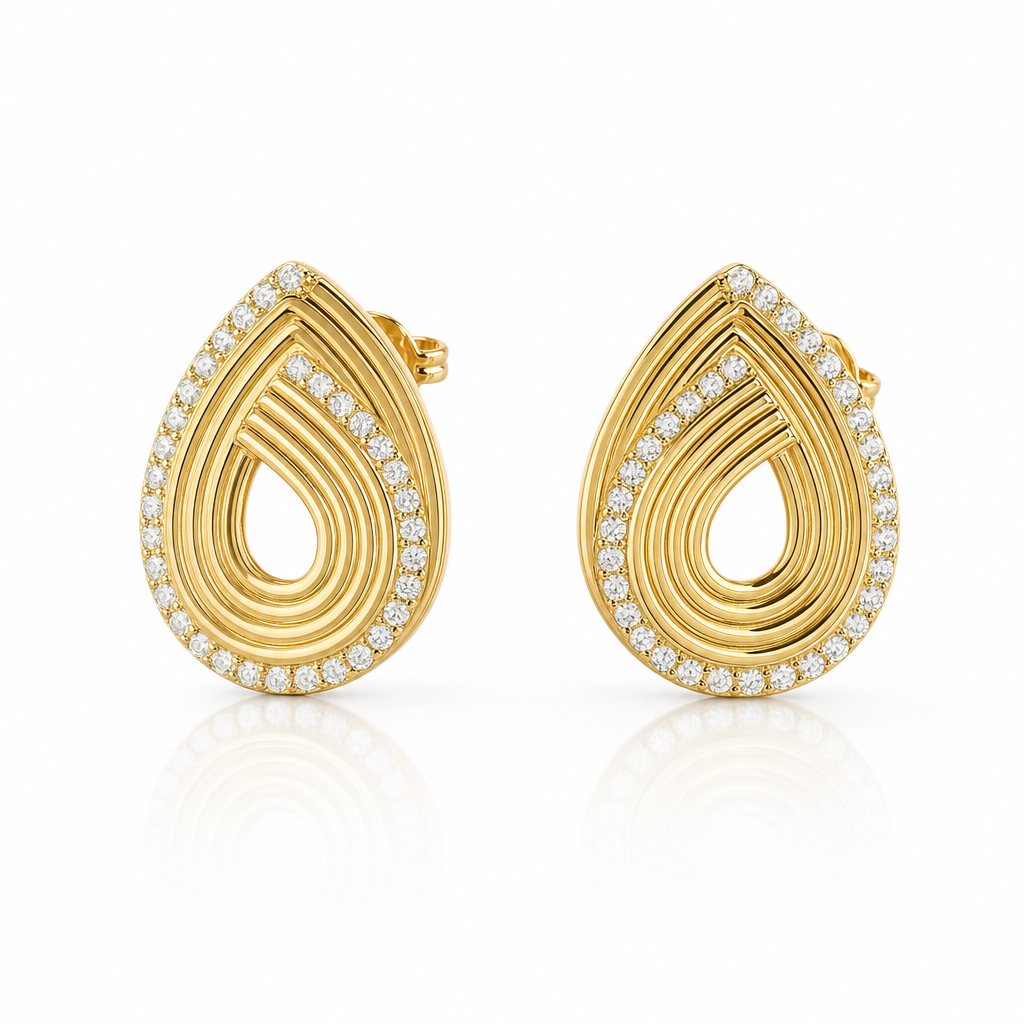 Ribbed Teardrop Studs by Amanelle