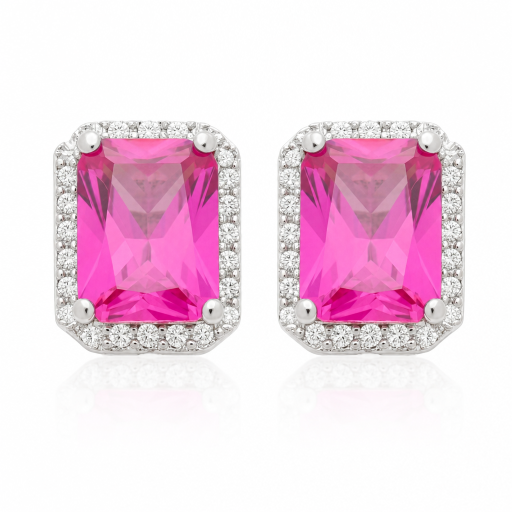 Rubellite Baguette Studs by Amanelle