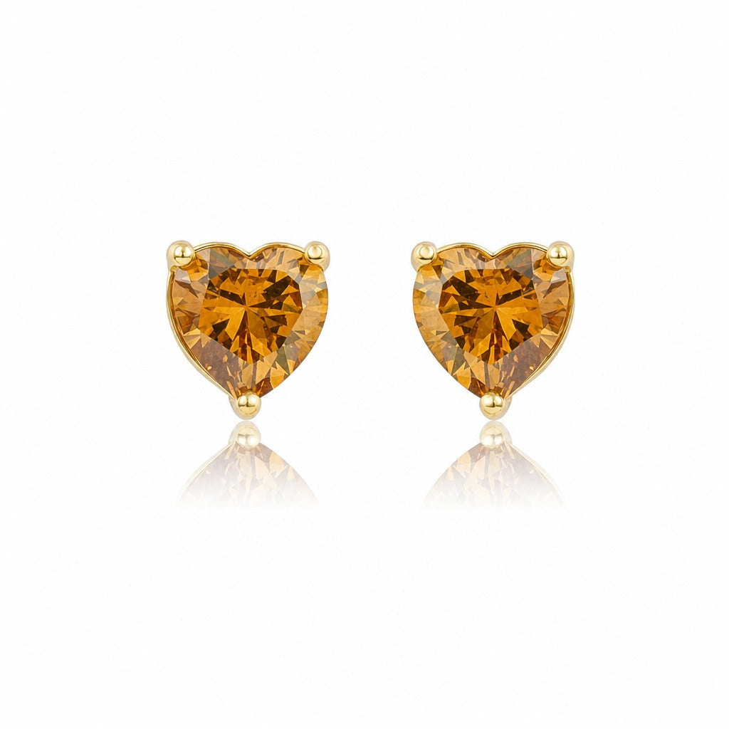 Amber Heart Studs · Large by Amanelle