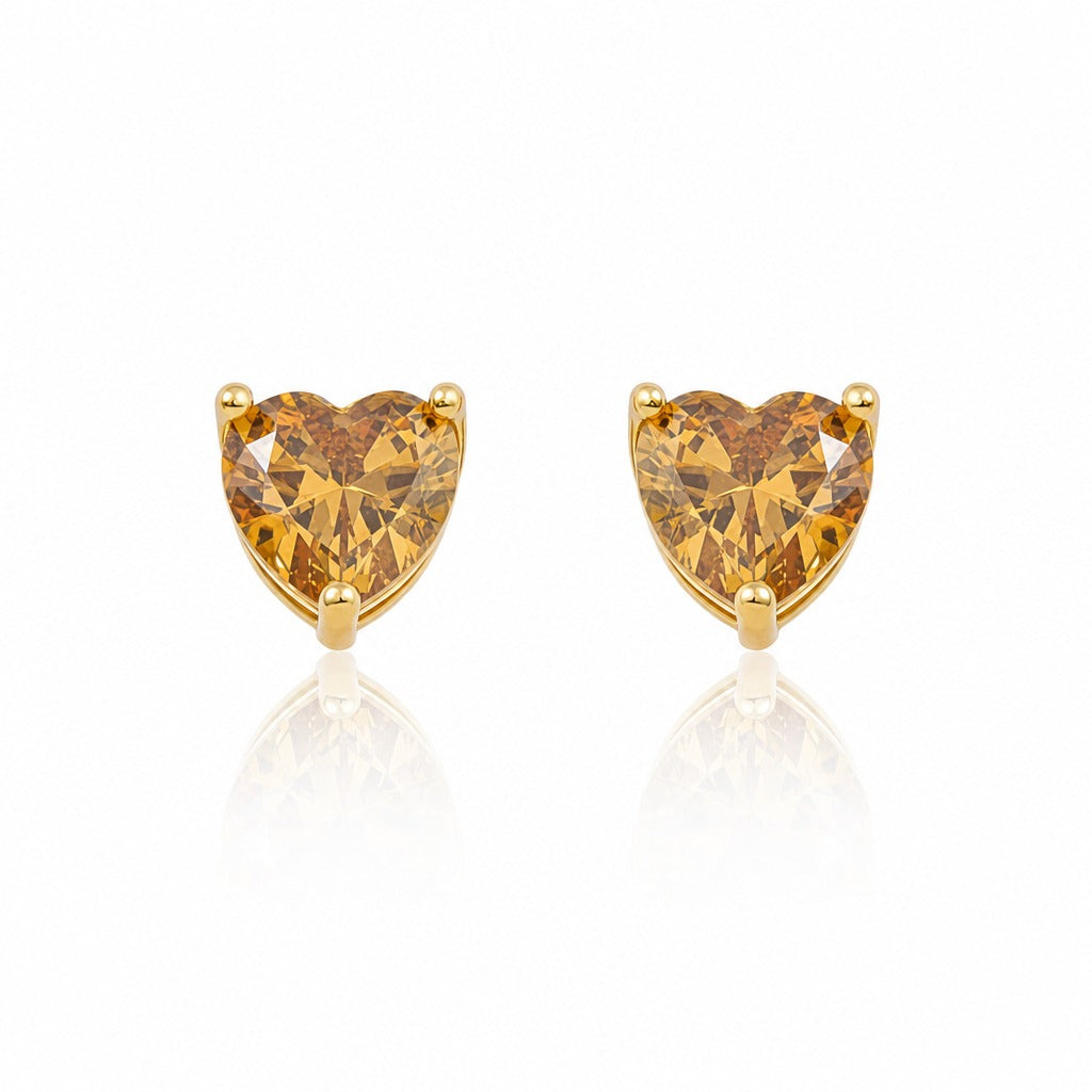 Amber Heart Studs · Medium by Amanelle