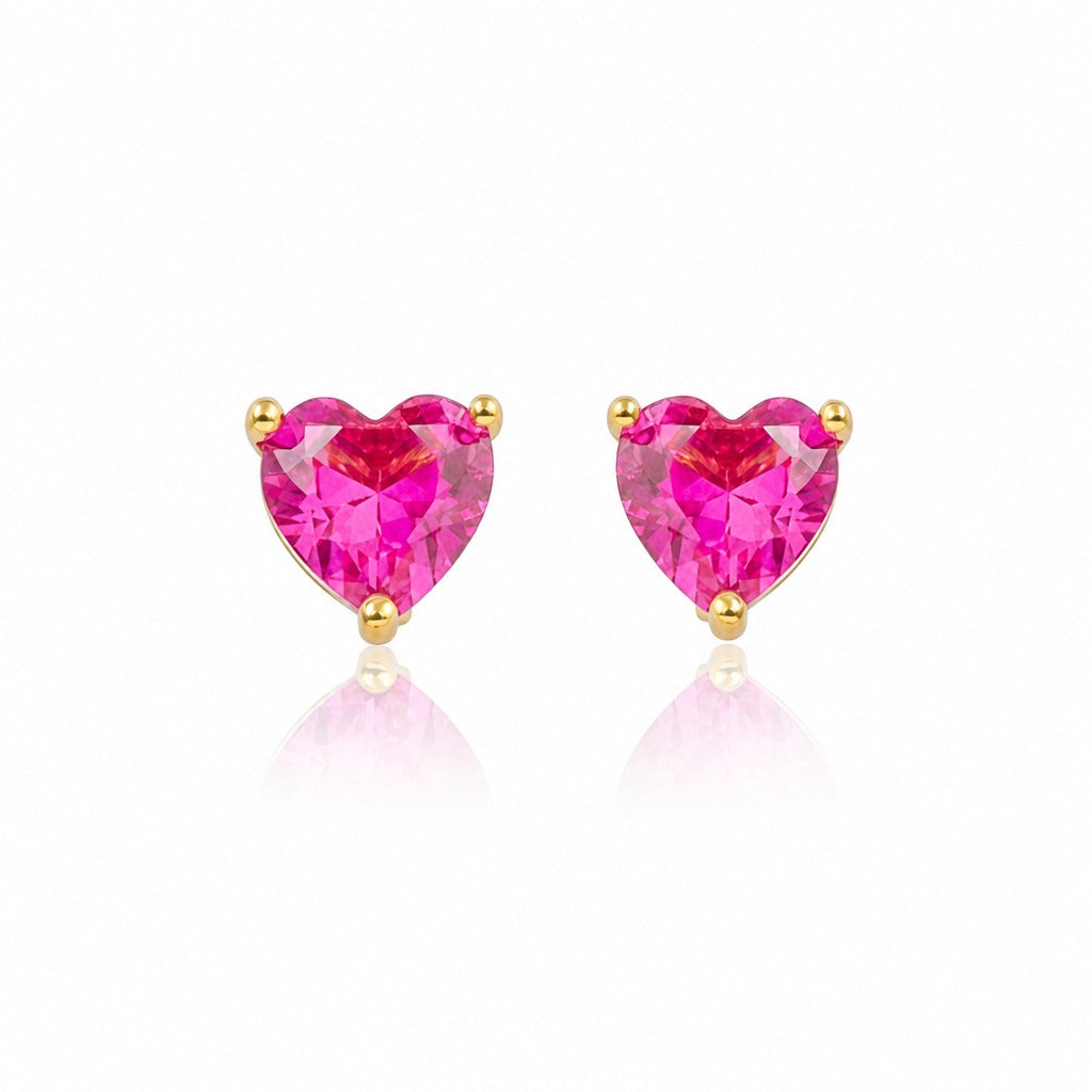 Rubellite Heart Studs · Medium by Amanelle