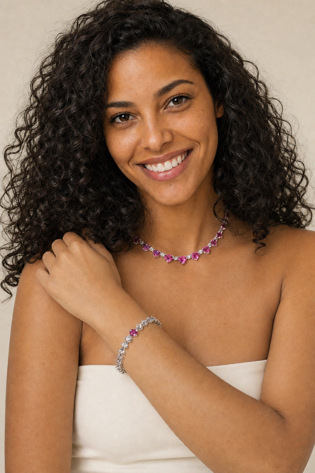 Rubellite Solitaire Riviera Bracelet by Amanelle