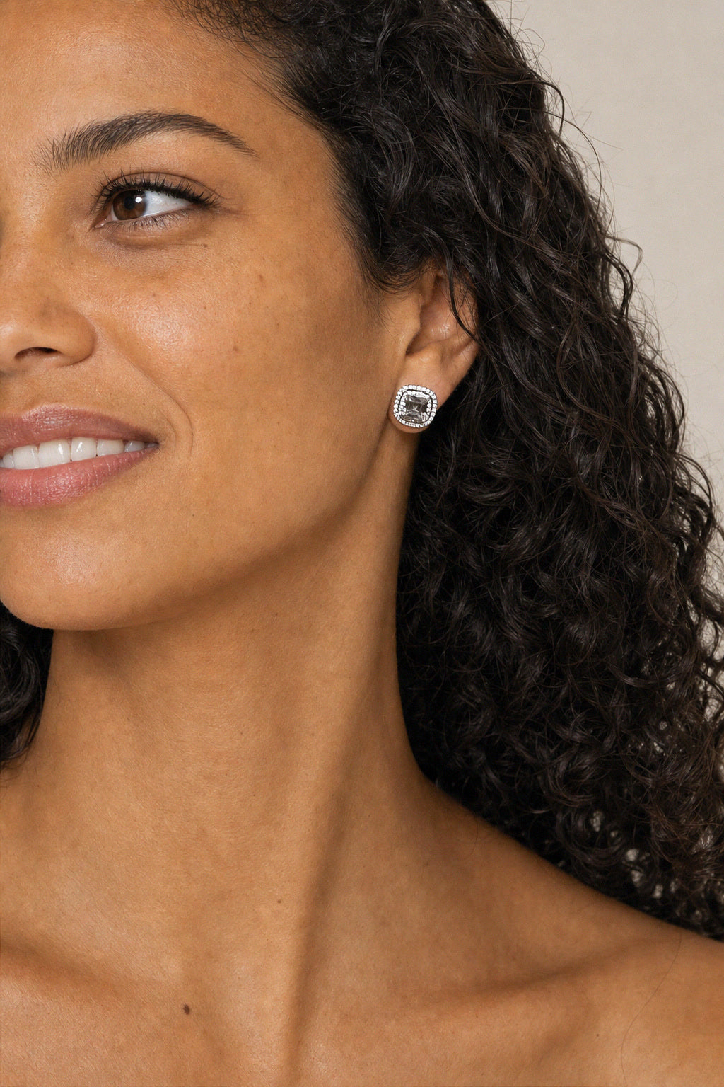 Deco Square Studs · Rhodium by Amanelle
